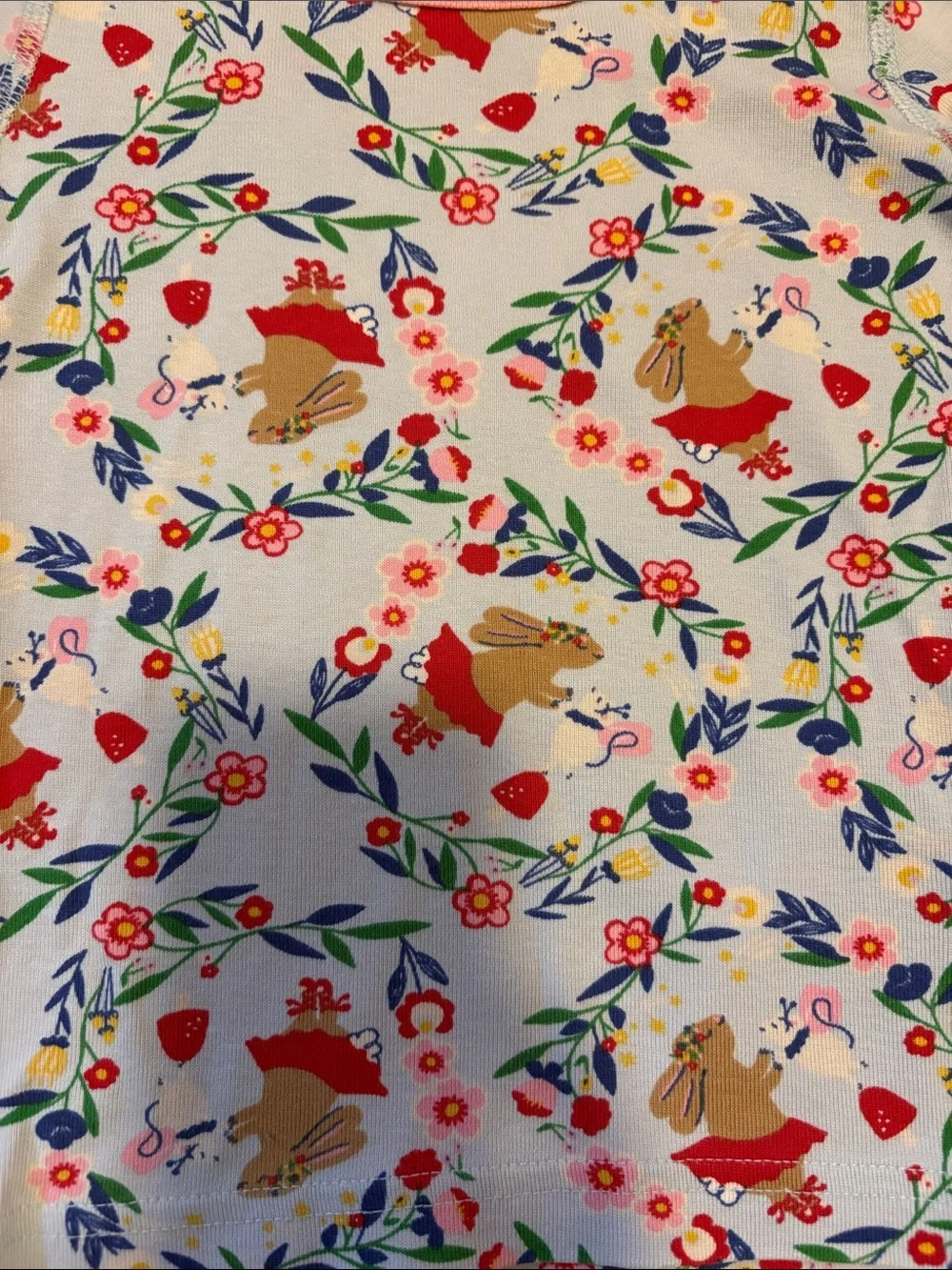 Hanna Andersson Pink Cuffed Bunny & Floral Cotton Pajama Set